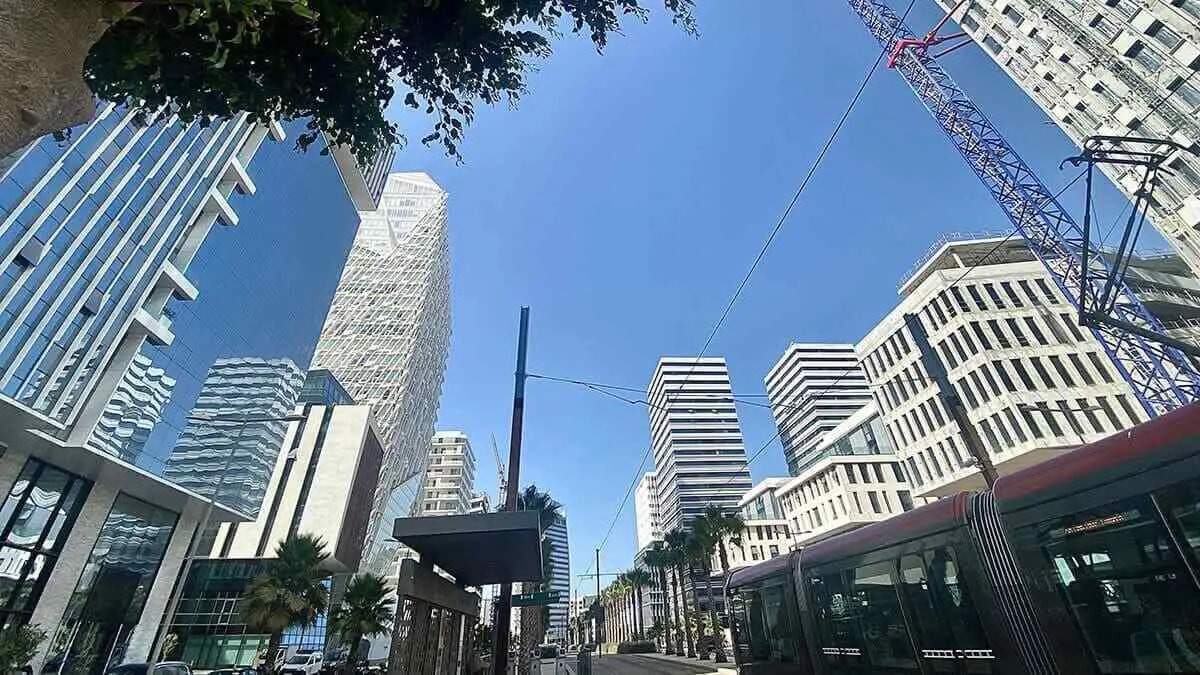 Casablanca Finance City business district under a clear blue sky